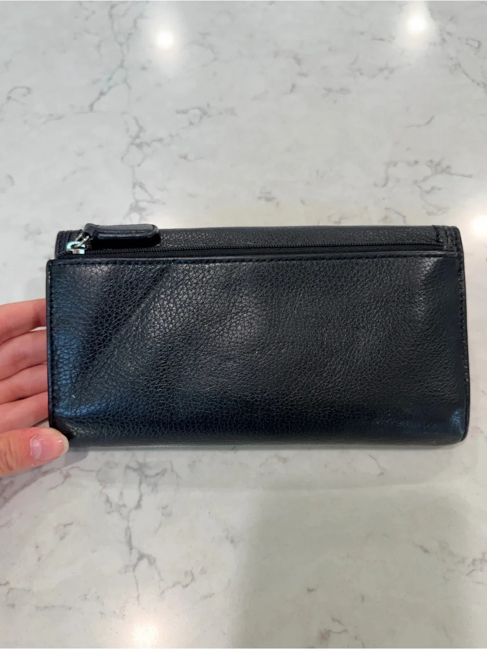 COACH Black Leather Trifold Park Leather Checkbook Wallet